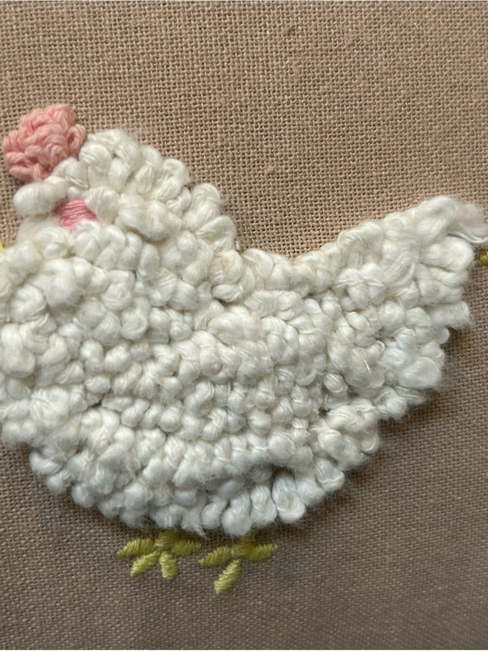 Plush Embroidered Chicken Family Pillow - Pink